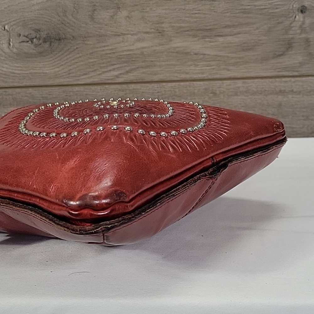 Patricia Nash Red Leather Crossbody Bag with Embossed Medallion - Red - Picture 7 of 14